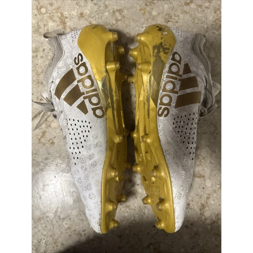 Size 12 Adidas Adizero White Metallic Gold Football Cleats